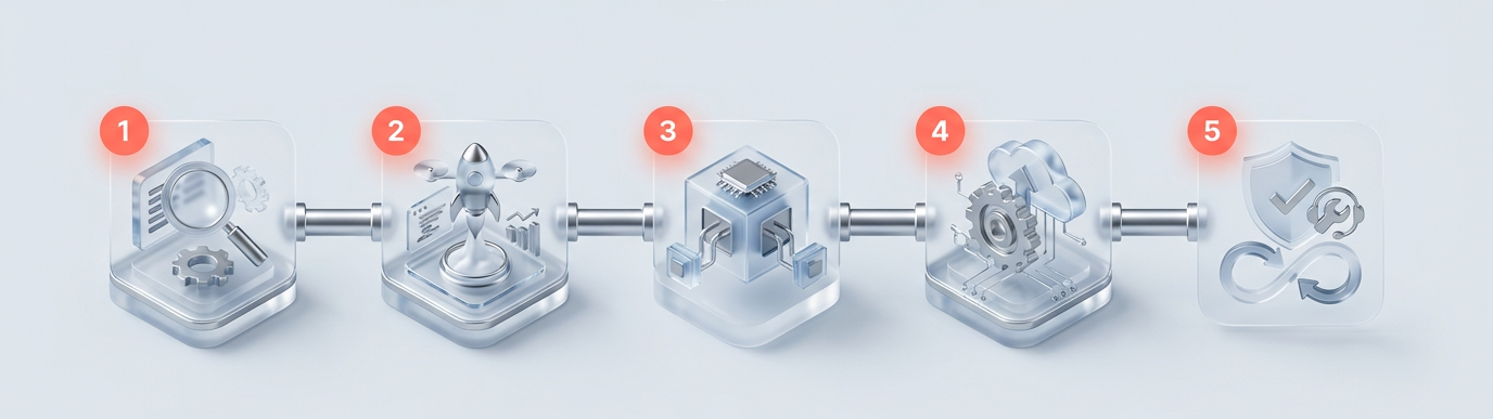 Этапы внедрения ИИ: аудит, пилот, MVP, промышленное решение, сопровождение